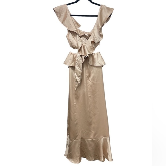 Show Me Your Mumu Zoey Midi Dress in Champagne Luxe Satin size XS - Picture 5 of 10
